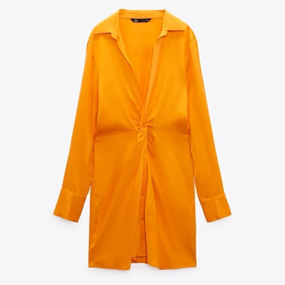 Zara Satin Effect Long Sleeve Dress - Size XS - Picture 7 of 13